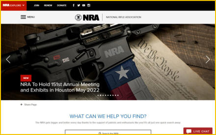 National Rifle Association - NRA - website and link 2nd Amendment rights gun