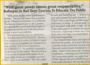 Bullseyes to Badguys newpaper article educate teachers in gun safety to protect students interview courses