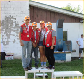 From left are Colt Glasheen, Wyatt Glasheen, Katherine Erickson and Hunter Glasheen of the Dickinson County Big Shooters 4-H Club. Competing in the 4-H State Shooting Sports Tournament, they won the team championship in .22 target rifle shooting for the s