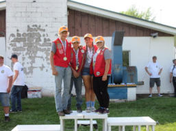 From left are Colt Glasheen, Wyatt Glasheen, Katherine Erickson and Hunter Glasheen of the Dickinson County Big Shooters 4-H Club. Competing in the 4-H State Shooting Sports Tournament, they won the team championship in .22 target rifle shooting for the s